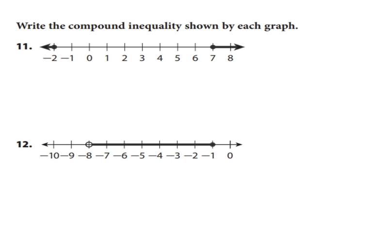 Write the compound inequality shown by each graph-example-1