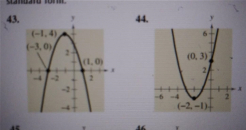 Four numbers 43 and 44, write an equation for the parabola in standard form​-example-1