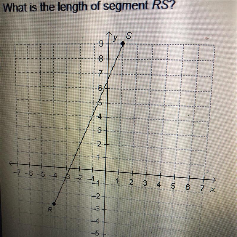 What is the length of segment RS? 7y s 9 8 7 BA 4 3 2 1 7 6 5 4 ² -2 -11. 1 3 4 5 6 7 -2 -3 R-example-1