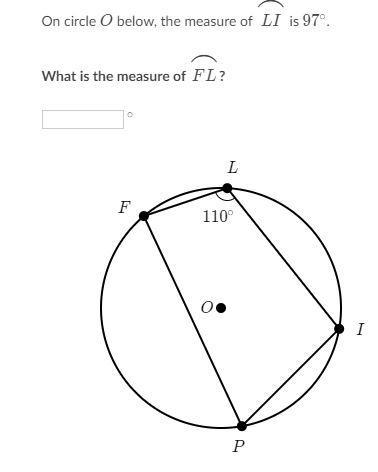 On circle O below, the measure of LI is 97. What is the measure of FL?-example-1