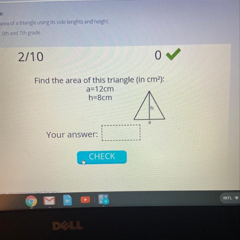 Area of the triangle in cm2-example-1