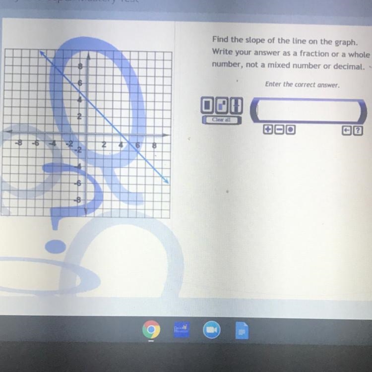 Find the slope of the line on the graph. Write your answer as a fraction or a whole-example-1