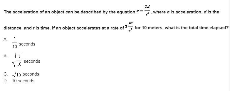 NEED HELP! What is the first step to solve the equation a=2d/t^2 , where a is acceleration-example-1