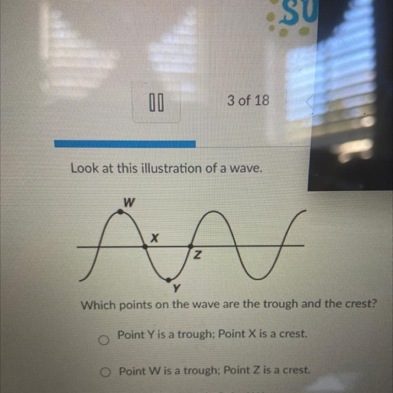 Which points on the wave are the trough and the crest?-example-1