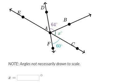 Finding angle measures between intersecting lines.-example-1