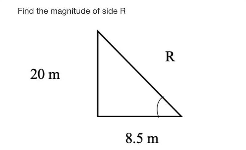 Find the magnitude of side R. Show work please!-example-1