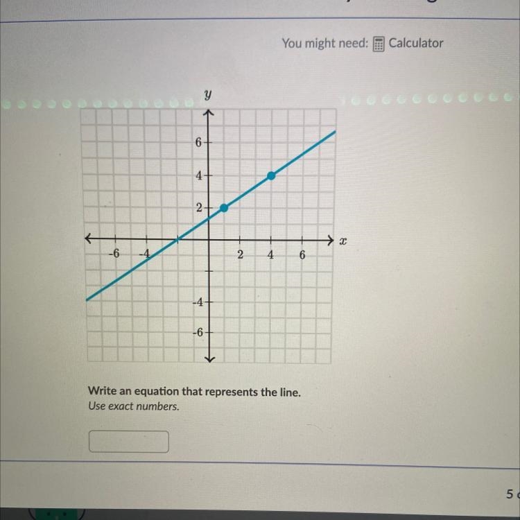 Write an equation that represents the line. Use exact numbers.-example-1