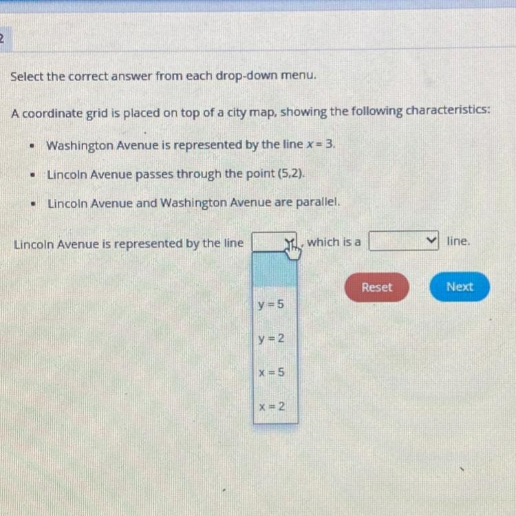 Select the correct answer from each drop-down menu. A coordinate grid is placed on-example-1