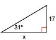 For the right triangle shown, use the trig functions to find the value of x. Round-example-1