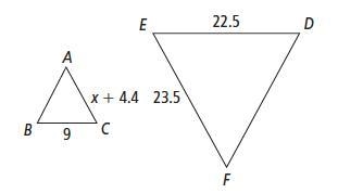 ∆ACB ∼ ∆FED. What is the value of x? Have a wonderful day Select one: a. 5 b. 4 c-example-1