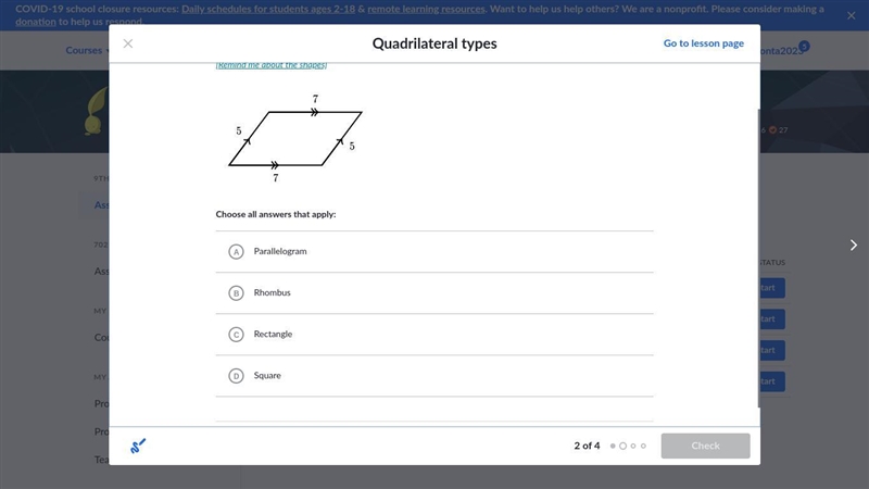 What kinds of quadrilateral is the shape shown?-example-1