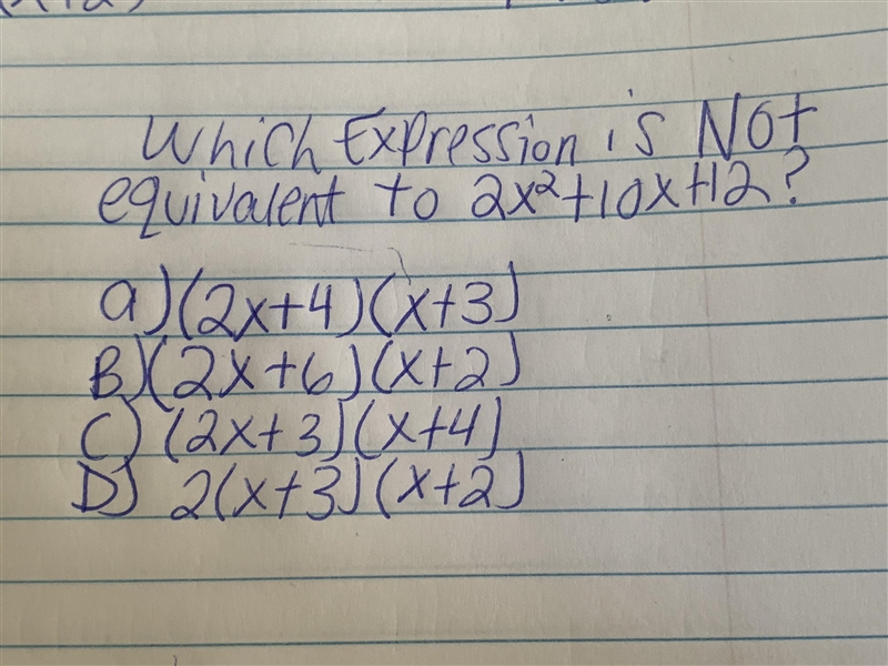 WHICH EXPRESSION IS NOT EQUIVALENT?-example-1