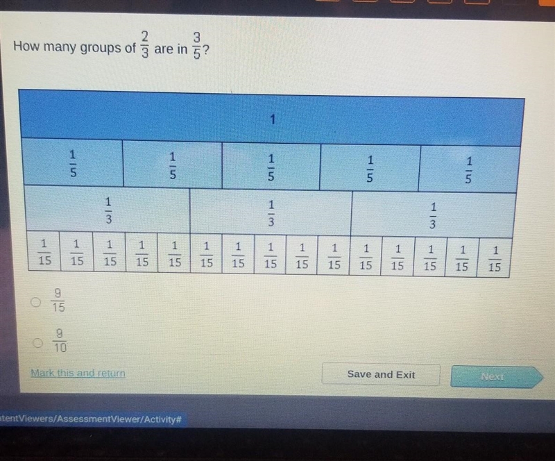 Can u help me How many groups of 2/3 are in 3/5​-example-1