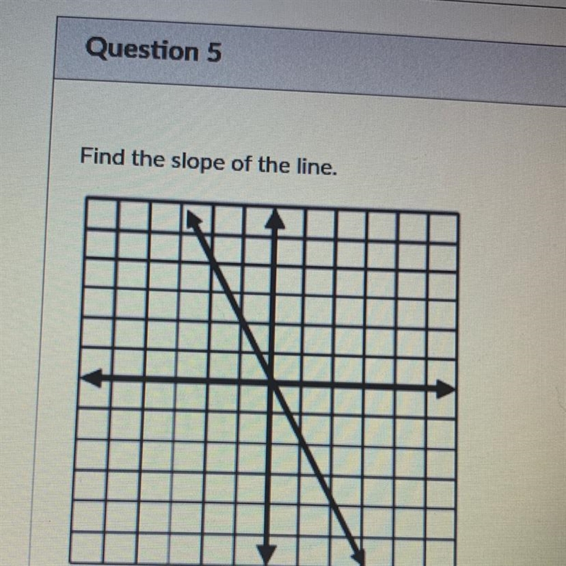 Question 5 IM IN A HURRY Find The slope A 1/2 B -2 C -1/2 D 2-example-1