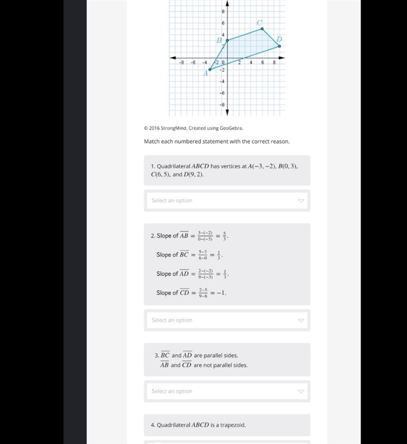 Select one of these options for each of the 4 questions A. Exactly one pair of opposite-example-1