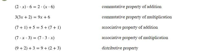 Match each equation on the left to the mathematical property it uses on the right-example-1
