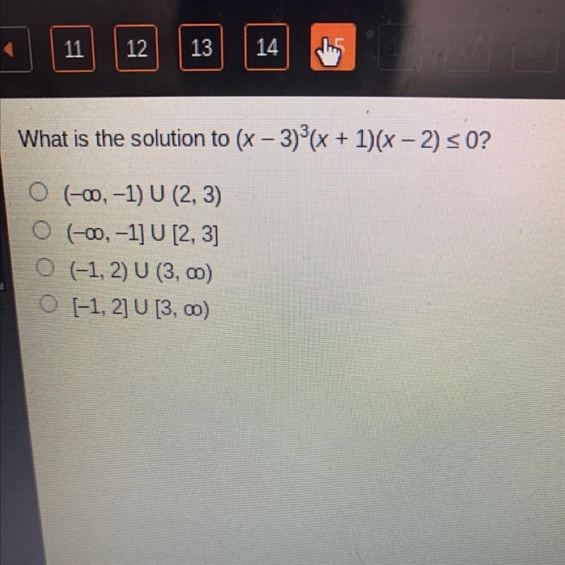 What is the solution to (x - 3)(x + 1)(x - 2) = 0?-example-1