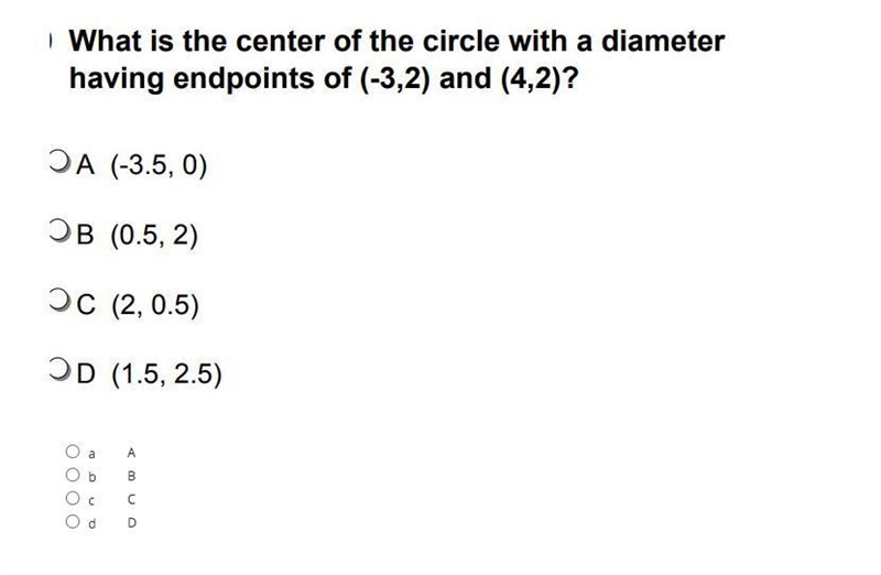 What is the center of the circle with a diameter having endpoints-example-1