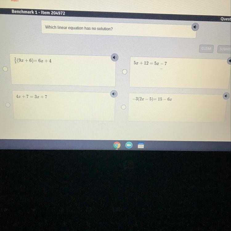 Which linear equation has no solution?-example-1