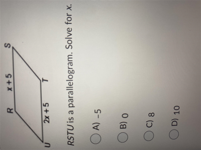 RSTU is a parallelogram. Solve for x. Please help!-example-1