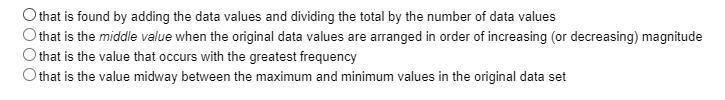 The arithmetic mean of a data set is the measure of center ______. (PHOTO INCLUDED-example-1