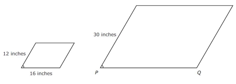 The two parallelograms below are similar. What is the length in inches of line PQ-example-1