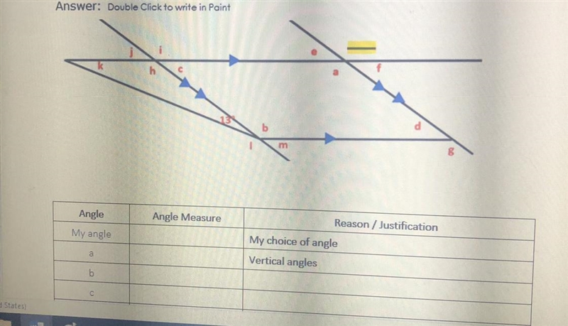 2) Fill in an angle measure greater than 100 degrees for the missing angle in yellow-example-1