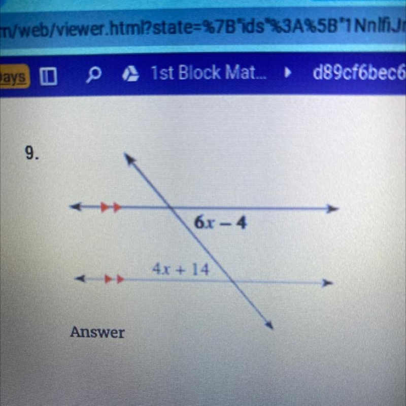 Write and solve an equation to find the value of x and the missing angle measures-example-1