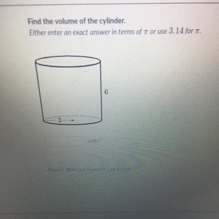 Find the volume of the cylinder please-example-1