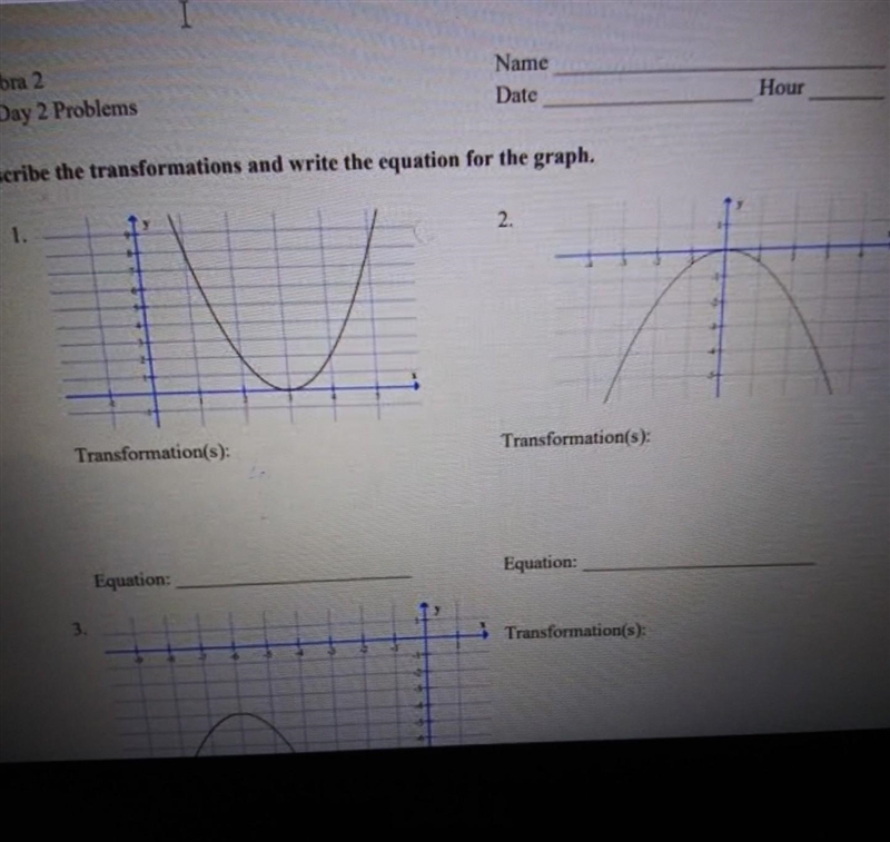 Describe the Transformations and write the equation for the graph​-example-1