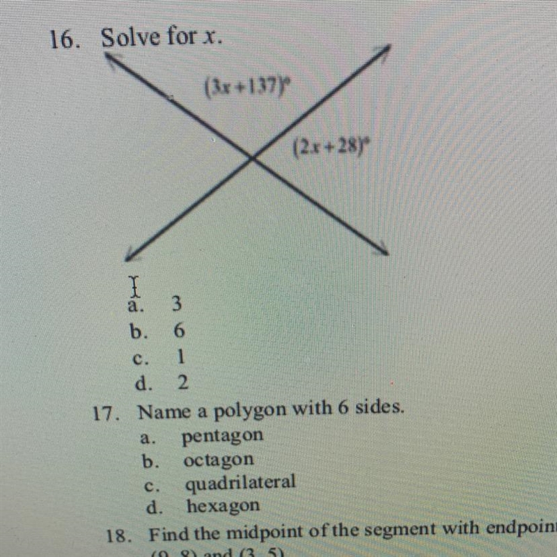 Solve for X. A. B. C. D.-example-1