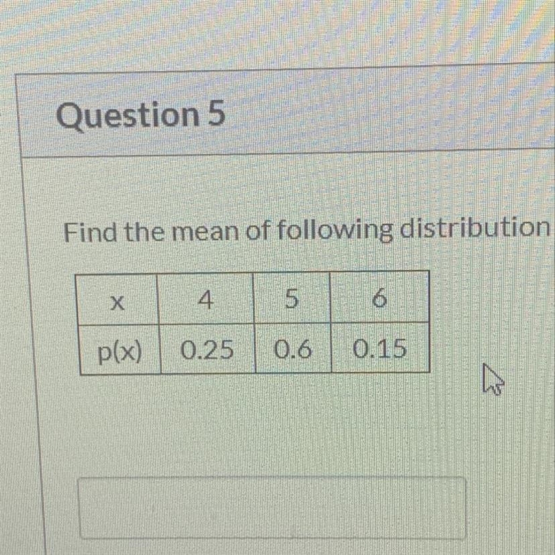 Find the mean of following distribution 4. p(x) 0.25 0.15-example-1