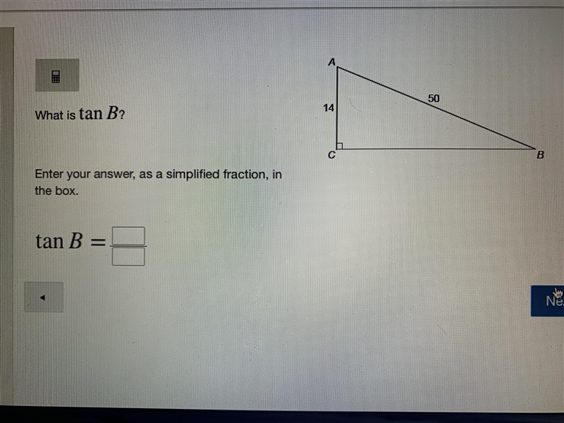 What is tan B enter your answer as a simplified fraction in the box-example-1