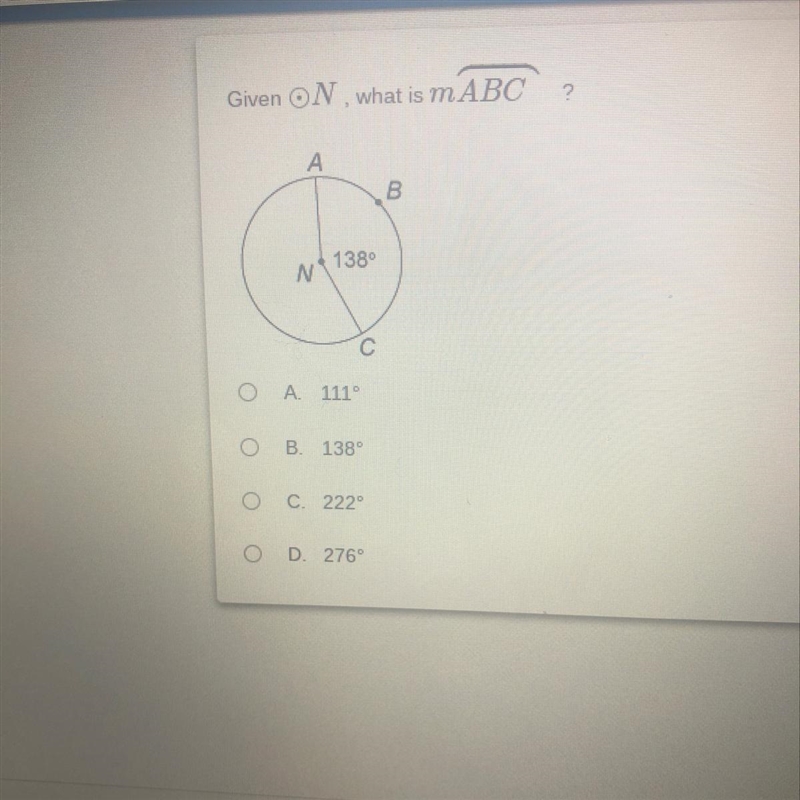 Given N what is mABC. Geometry-example-1