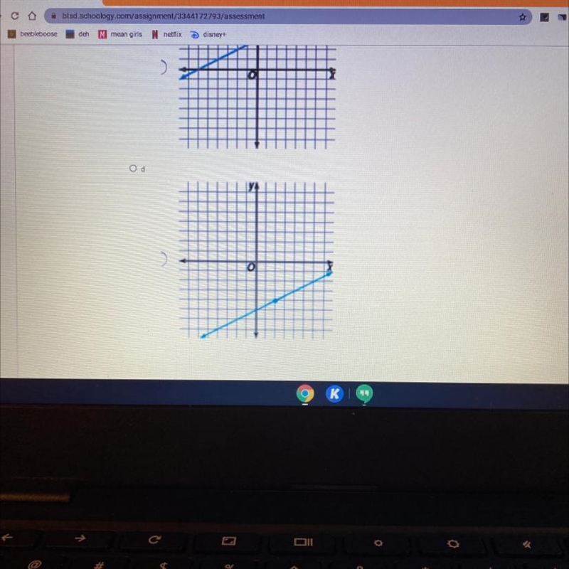 Which line has a slope of 1/2 and passed through (2,-4)-example-1