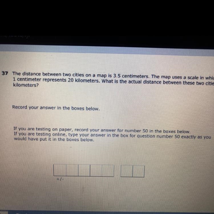 37 The distance between two cities on a map is 3.5 centimeters. The map uses a scale-example-1