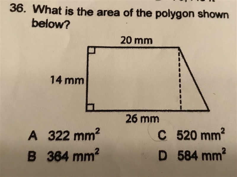 What is the area of the polygon shown below? 20 x 14 x 26-example-1