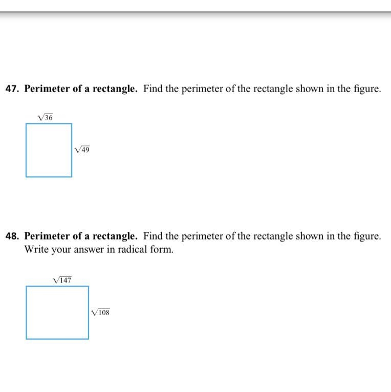 √36 + √49 Find the perimeter of the rectangle-example-1