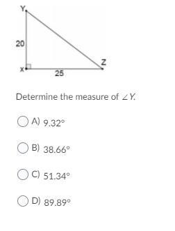 Determine the measure of ∠Y. images attached-example-1