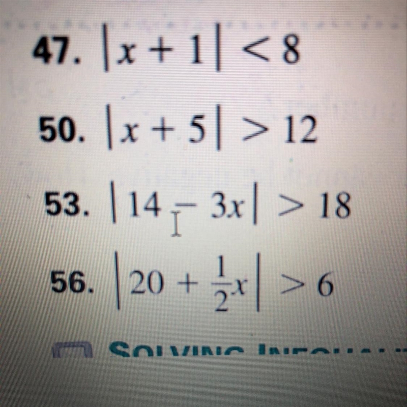 Help!! Solving absolute value inequalities-example-1