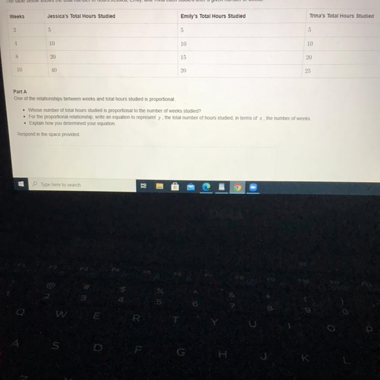 The table below shows the total number of hours, Jessica, Emily, and Trina, each studied-example-1