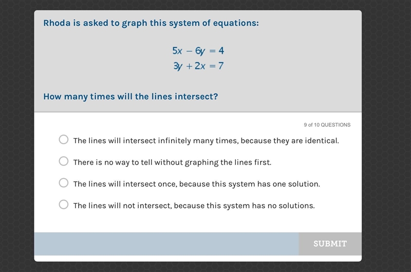 How many times will the lines intersect?-example-1