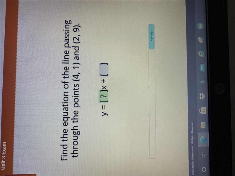 Find the equation of the line passing through the points (4,1) and (2,9)-example-1