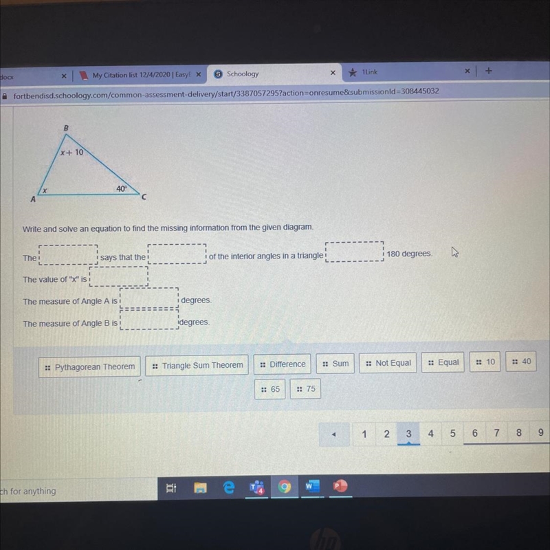 The says that the i of the interior angles in a triangle 180 degrees. The value of-example-1