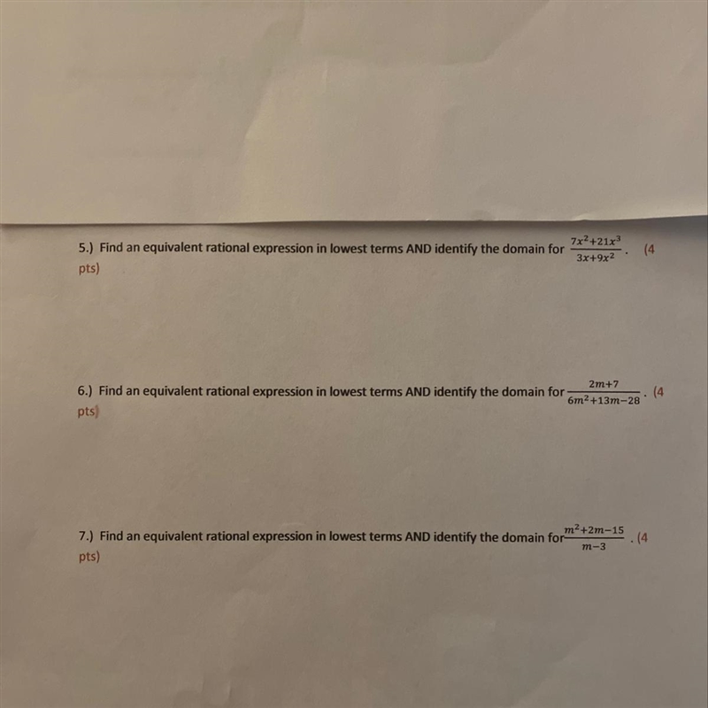 Urgent!! Find an equivalent rational expression in lowest terms and identify the domain-example-1