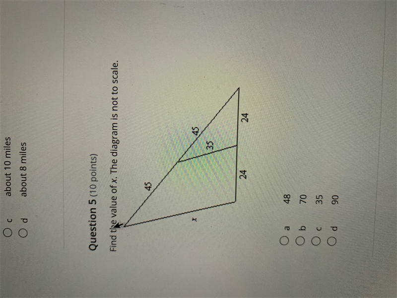 Find the value of x. Diagram is not to scale-example-1