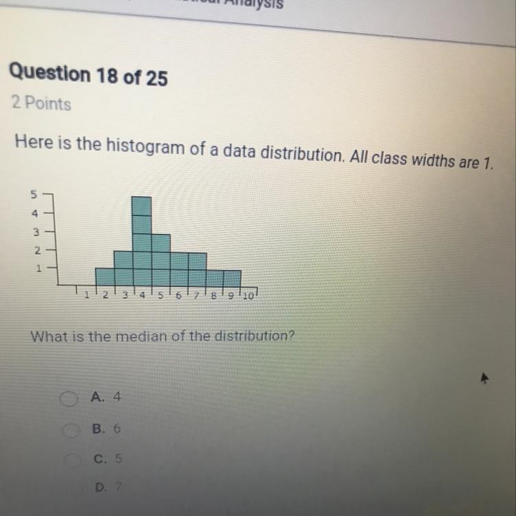 Here is the histogram of a data distribution. All class widths are 1. 4 3- 2 1 What-example-1