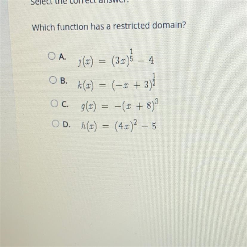 Which function has a restricted domain?-example-1