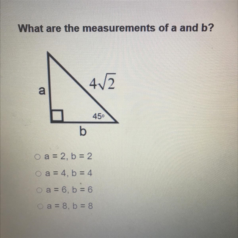 What are the measurements of a and b?-example-1