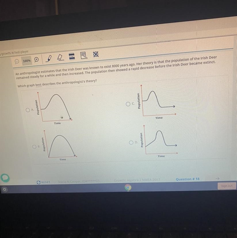 Which graph best describes the anthropologists theory?-example-1